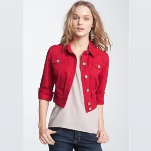 NWT! Jolt Cropped Denim Jacket Red